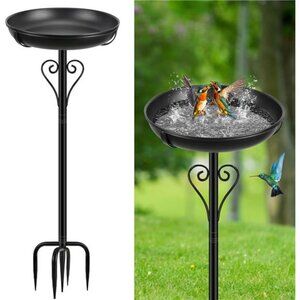 Metal Bird Bath for Outside, Vintage Freestanding Birdbaths with Metal Stake